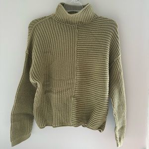 Green waffle turtleneck